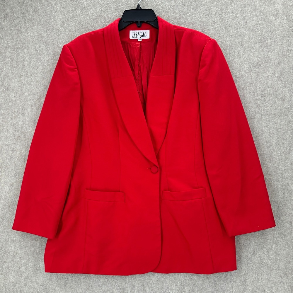 JP Fall Red Blazer Jacket Women's‎ Size 18 Shawl Collar Single Button